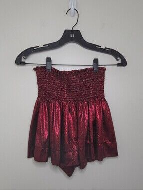 Women's Queen Of Sparkles Red Metallic Swing Shorts Sz XS